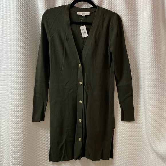 NWT LOFT Long Button Sweater - Picture 1 of 5